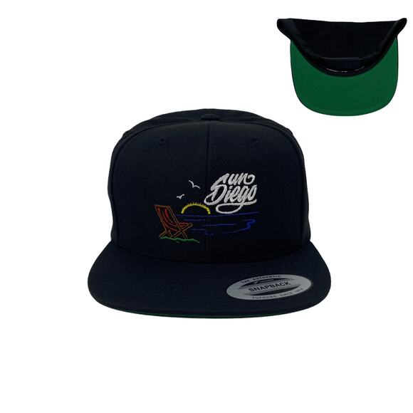 San Diego SD CA SUN Beach SoCal PCH Mexico Bay Snapback Hat - Picture 1 of 7